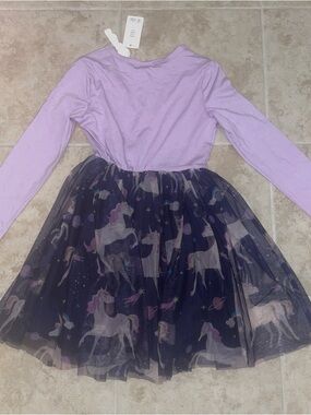 PatPat Lavender Top Navy Unicorn Tulle Skirt Girls Dress